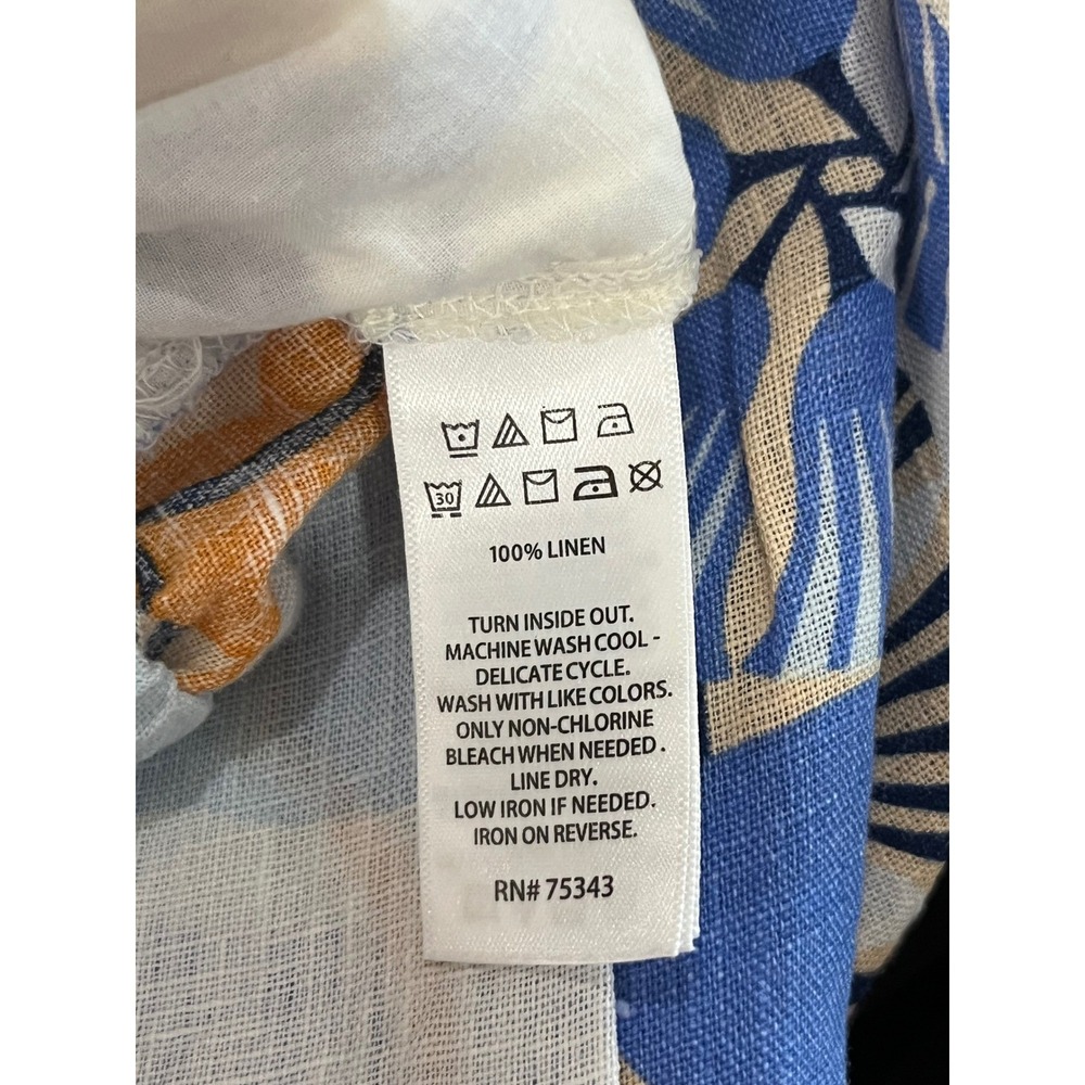 Nicole Miller New York Womens XL Linen Tropical Palm Print Wide Leg Pants Blue - Picture 6 of 7
